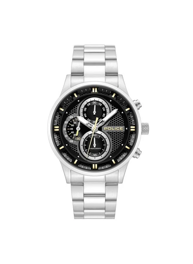 بوليس Levuka Black Dial Stainless Steel Bracelet Chronograph Watch for Men, 43.5mm